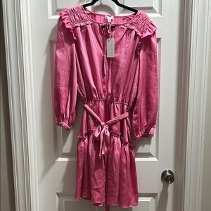 Current Air Pink Ruffled Tie Front Dress